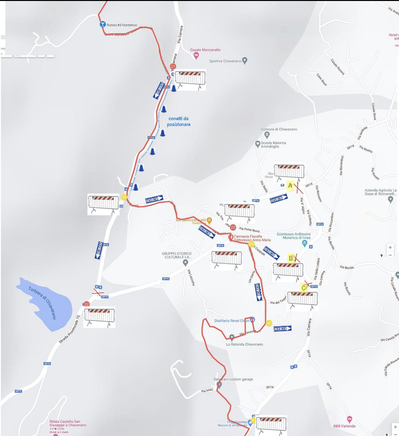 cartina delle zone di passaggio della corsa 